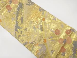 金閣寺に菊・松模様織り出し　袋帯